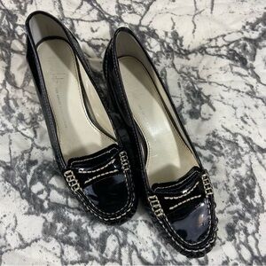 Franco Sarto The Artists Collection Black Patent Leather Block Heels Size 7N